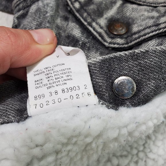 Vintage Levi's Black/Grey Acid Wash Sherpa Jacket 3t - Picture 10 of 11